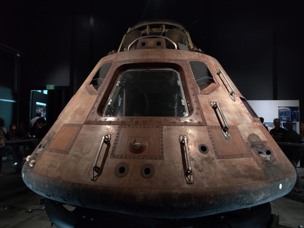 The actual Apollo 11 Command Module as seen at the Museum of Flight in Seattle.